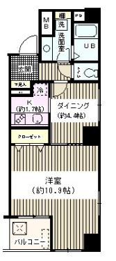 グラン ジャード のあち(1DK/3階)の間取り写真