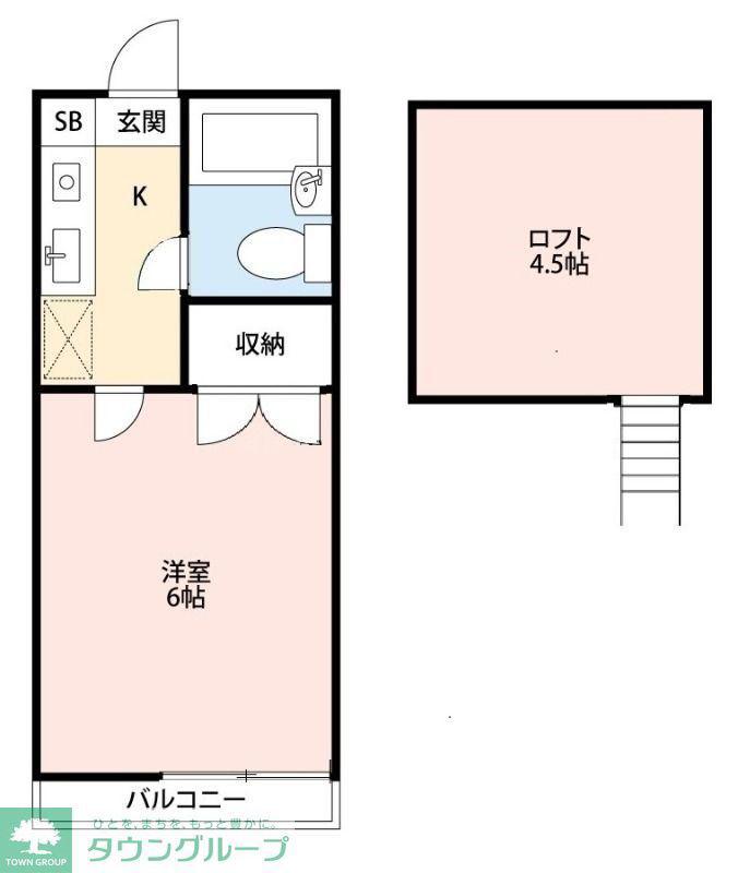 メゾン中尾第7B(1K/1階)の間取り写真