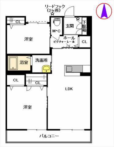 MASTメゾン伊都 A棟(2LDK/3階)の間取り写真