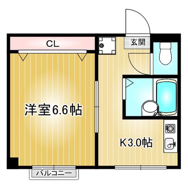 第116プロスパービル(1K/3階)の間取り写真