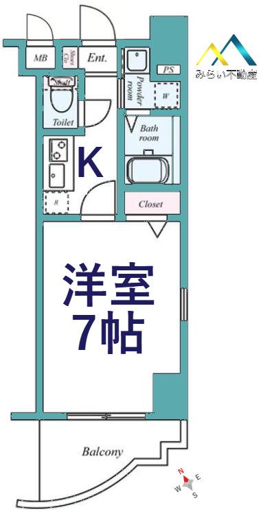 グリフィン横浜・馬車道駅前(1K/6階)の間取り写真