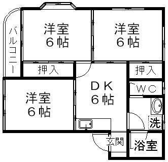 メゾン千代(3DK/1階)の間取り写真