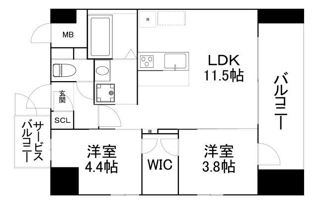 GIOIAALTIRI(2LDK/3階)の間取り写真