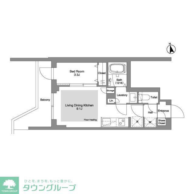 コンフォリア・リヴ文京千駄木(1LDK/3階)の間取り写真