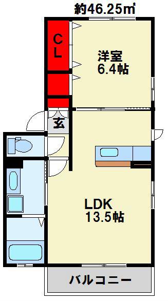 シャーメゾン旭町(1LDK/2階)の間取り写真