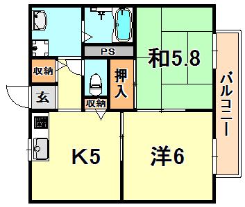 セフィーラ青谷(2K/2階)の間取り写真