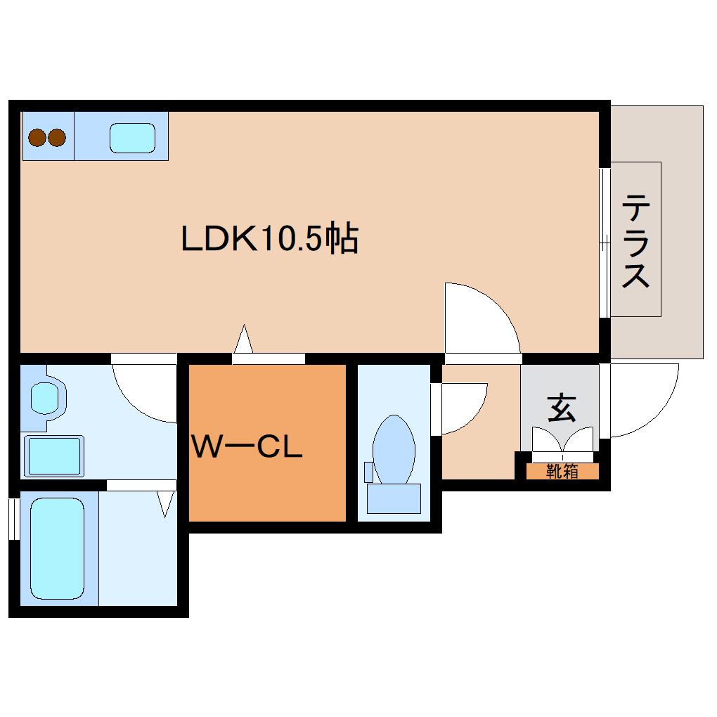 プロスパー(ワンルーム/1階)の間取り写真
