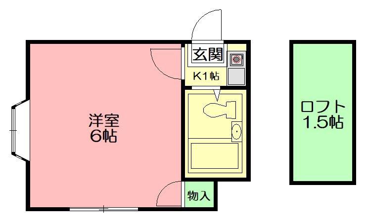 CIEL A(1K/1階)の間取り写真