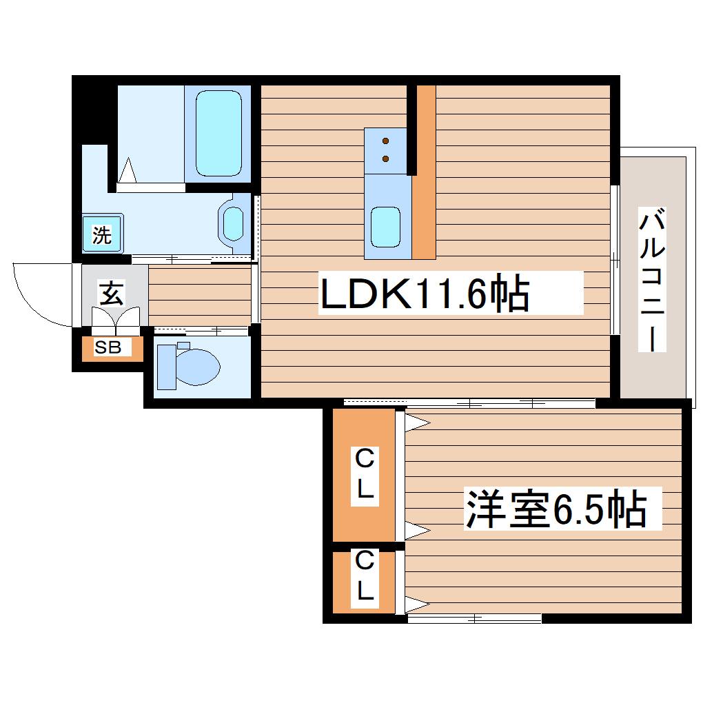 フィーロ宮町(1LDK/3階)の間取り写真