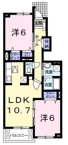 サンライズヴィラI(2LDK/1階)の間取り写真