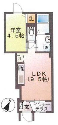 サンテラス(1LDK/1階)の間取り写真