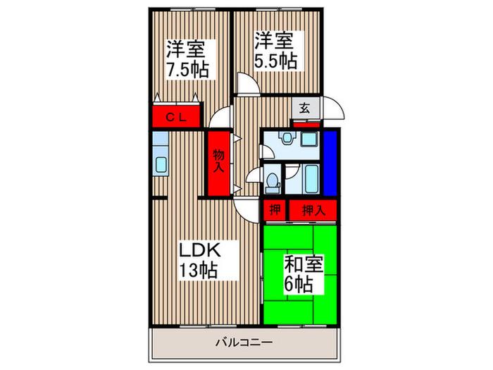 サンハイツ浦和(3LDK/1階)の間取り写真