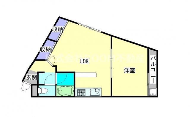 ロワイヤルヒルズ都城(1LDK/3階)の間取り写真