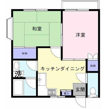 セレニテ霞ヶ丘(2DK/2階)の間取り写真