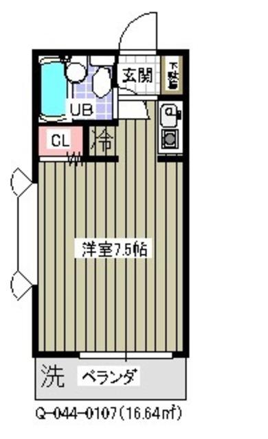 ローズアパートQ44番館(ワンルーム/1階)の間取り写真