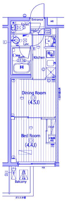 ガーラ・グランディ元住吉(1DK/4階)の間取り写真
