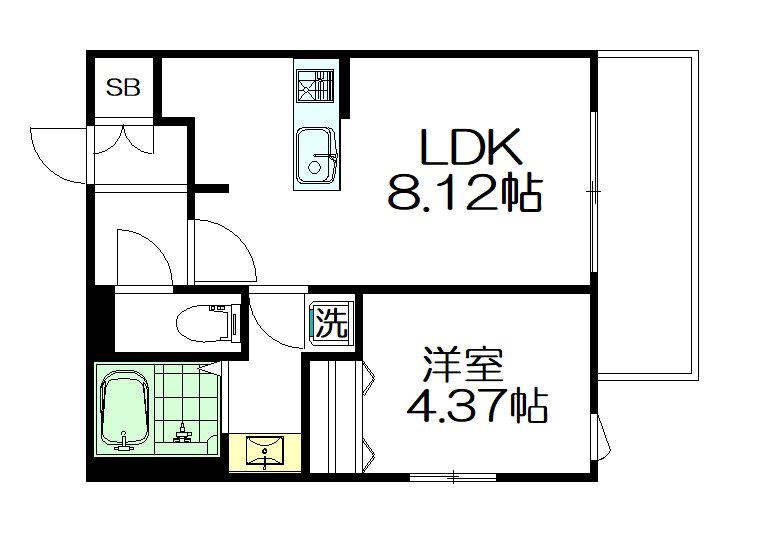 アクア ヴィータ(1LDK/2階)の間取り写真