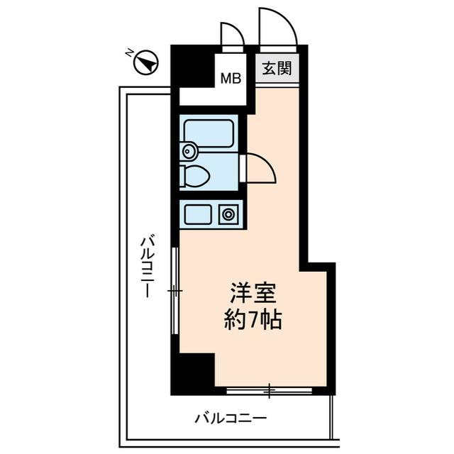 ライオンズマンション生麦第2(ワンルーム/6階)の間取り写真