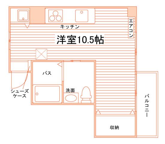 鹿田ハイツ(ワンルーム/3階)の間取り写真