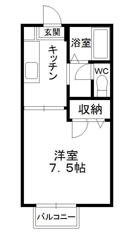 エリア008(1K/1階)の間取り写真
