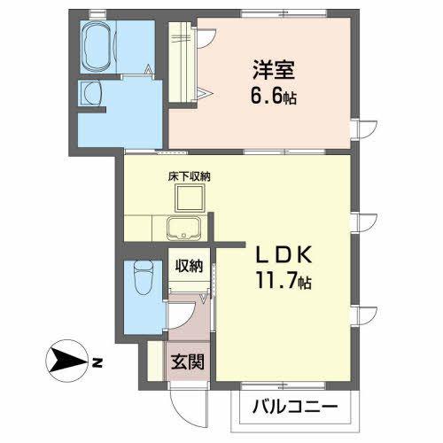 シャーメゾン中里(1LDK/1階)の間取り写真