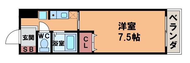 ヴィアナ阿倍野(1K/4階)の間取り写真