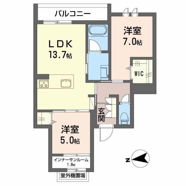 アンビエラ緑丘(2LDK/3階)の間取り写真