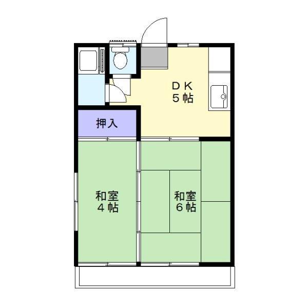 原口ハイツ(2DK/2階)の間取り写真