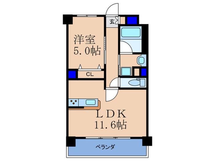 BLU FORTUNA扇町(1LDK/3階)の間取り写真