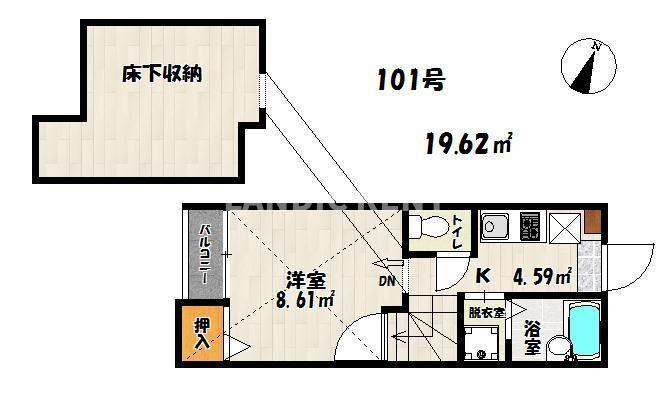 キューブ吉塚(1K/1階)の間取り写真