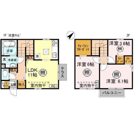 レセンテ(3LDK/1階)の間取り写真
