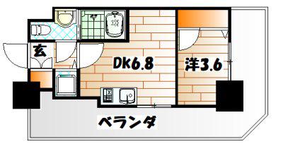 NO.71オリエントトラストタワー(1DK/7階)の間取り写真