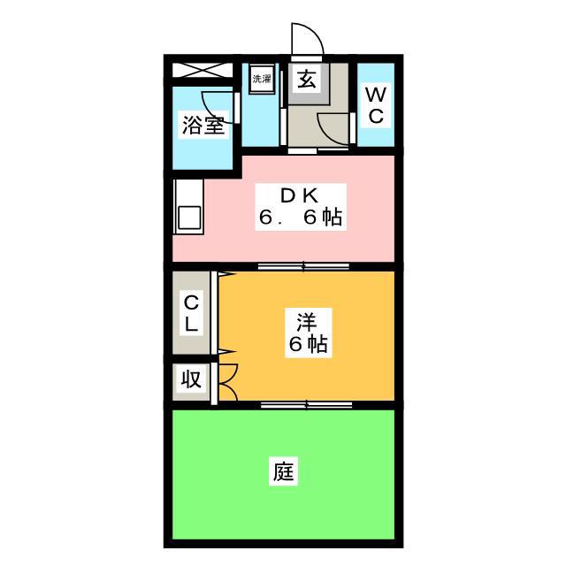 ぷるぷる(1DK/1階)の間取り写真