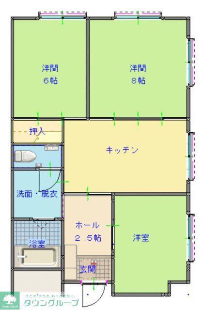 エクシード原嶋(3DK/2階)の間取り写真