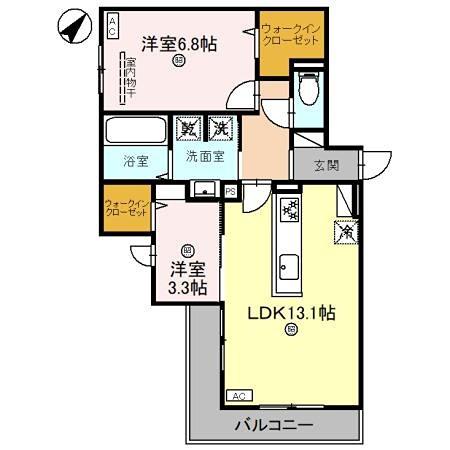 クラシスト清和園町(2LDK/2階)の間取り写真