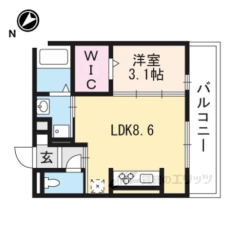 COZY COTE 上鳥羽(1LDK/2階)の間取り写真