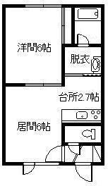 ＪＲ富良野線 緑が丘駅(北海道) 徒歩29分 2階建 築27年(1DK/2階)の間取り写真