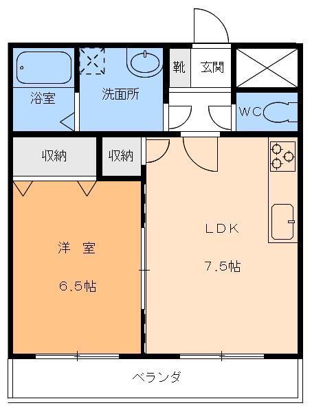 メゾン・ド・M(1DK/2階)の間取り写真