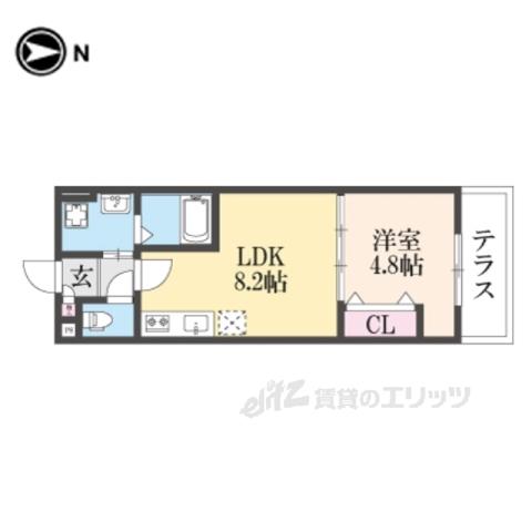 太平寺共同(1LDK/3階)の間取り写真