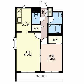 グランドメゾン西小川(1LDK/2階)の間取り写真