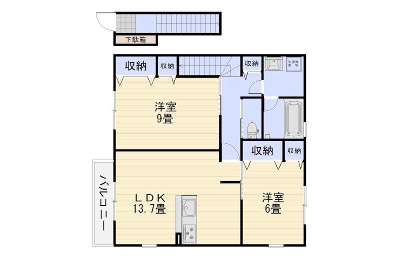 グレイスK(2LDK/2階)の間取り写真