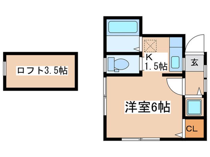 ウエストサイド(1K/1階)の間取り写真