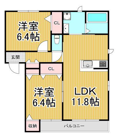 シャーメゾン ローヤル美鈴(2LDK/3階)の間取り写真