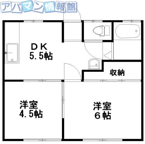 ハウス丈招(2K/2階)の間取り写真