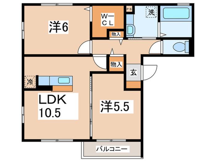 ハーベスト七番館(2LDK/3階)の間取り写真