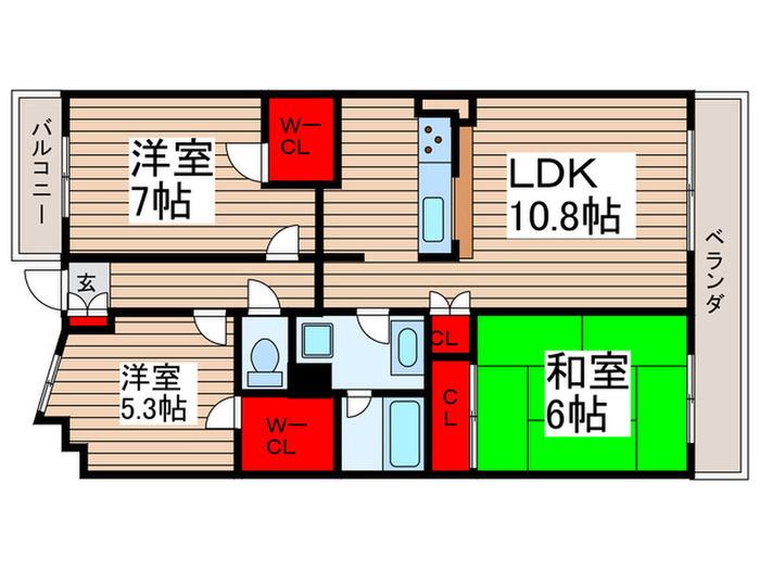 モア・ステージ新柏壱番館(3LDK/2階)の間取り写真