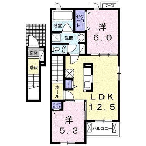 ベルコート高針A(2LDK/2階)の間取り写真