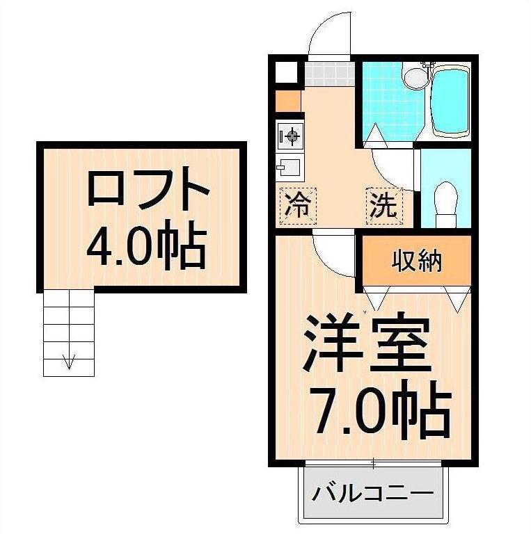 パークフロント谷中C(1K/2階)の間取り写真