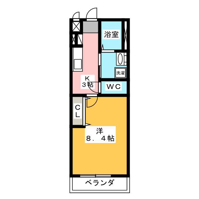 ELEGANZ(1K/2階)の間取り写真