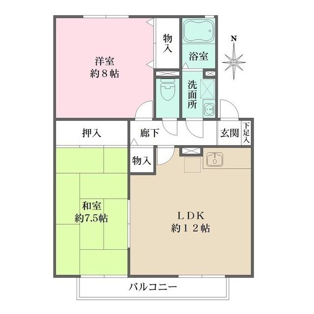 グランメールコート(2LDK/2階)の間取り写真